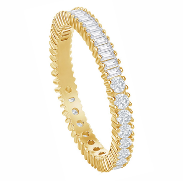 Half Round Half Baguette Eternity Band