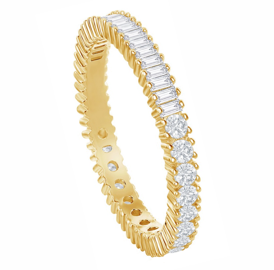 Half Round Half Baguette Eternity Band