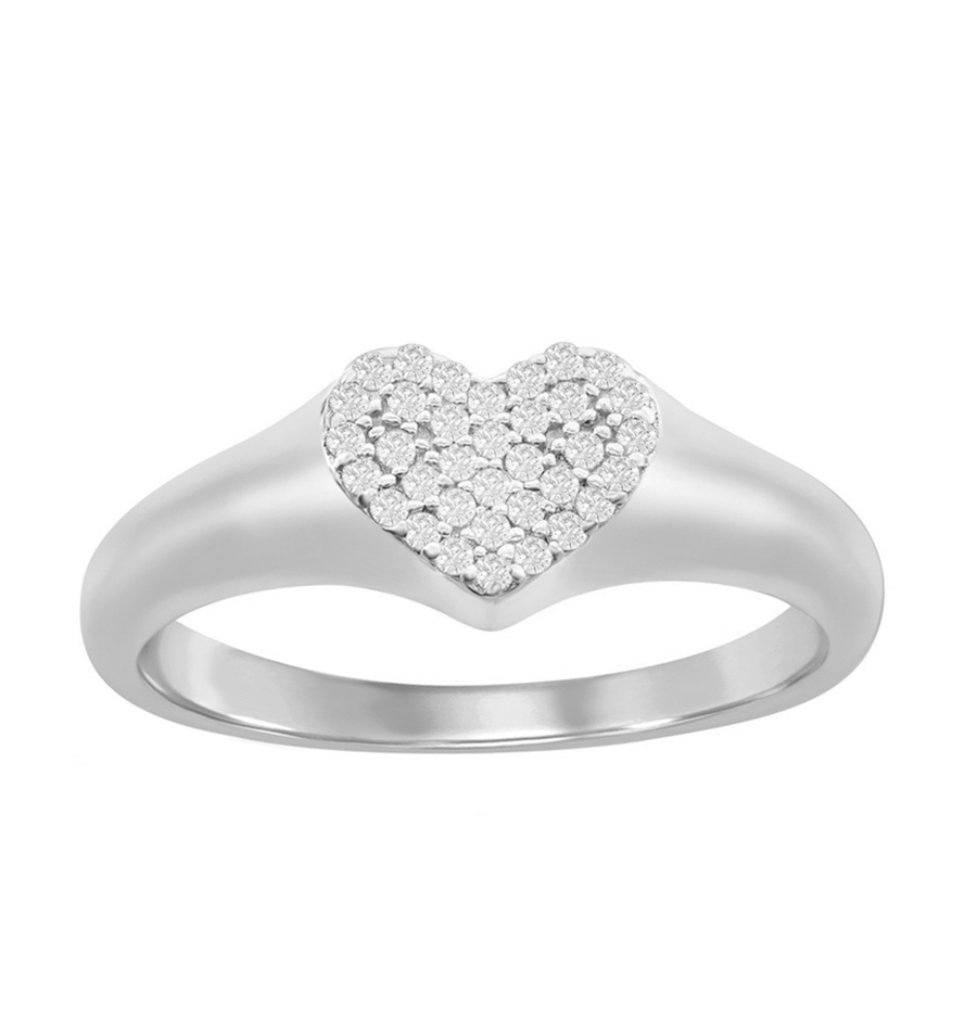 Pave Signet Heart Ring