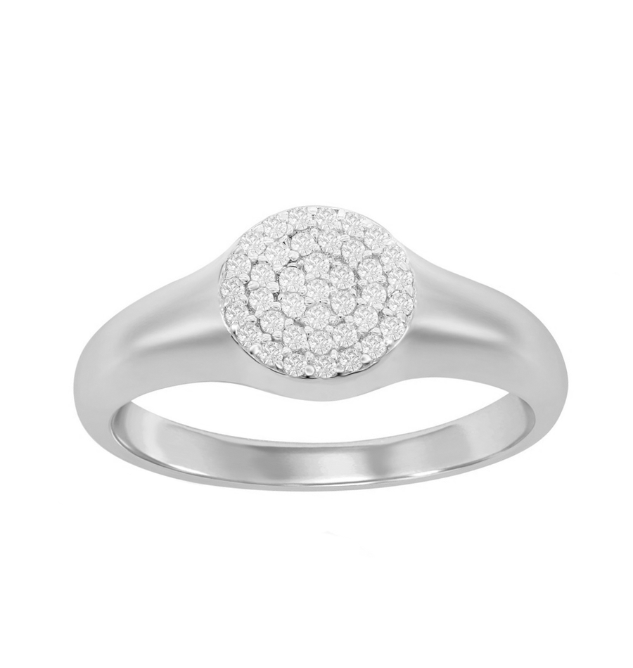 Pave Disc Signet Ring