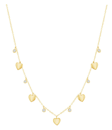 Mini Hearts and Dew Drop Necklace