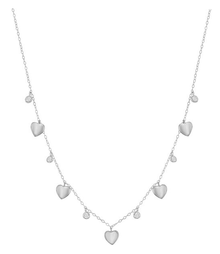 Mini Hearts and Dew Drop Necklace