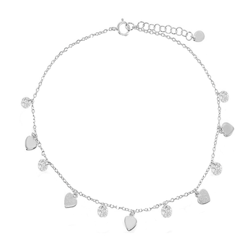 Alternating Heart and Sparkle Drop Anklet