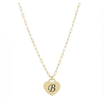 Personalized Initial Heart Paperclip Chain Necklace