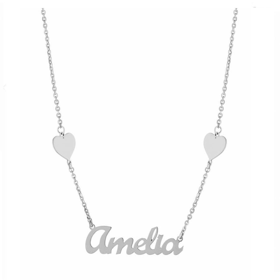 Personalized Hearts Script Name Necklace