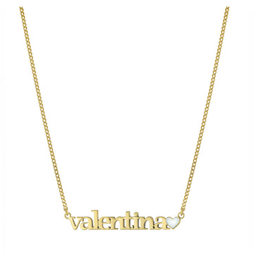 Personalized Horizontal Name Necklace with Resin Heart