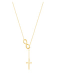 Infinity and Cross Lariat Necklace