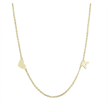 Personalized Sideways Heart and Initial Necklace