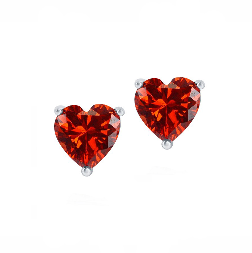 Birthstone Heart Stud Earrings (Available in 12 Colors)