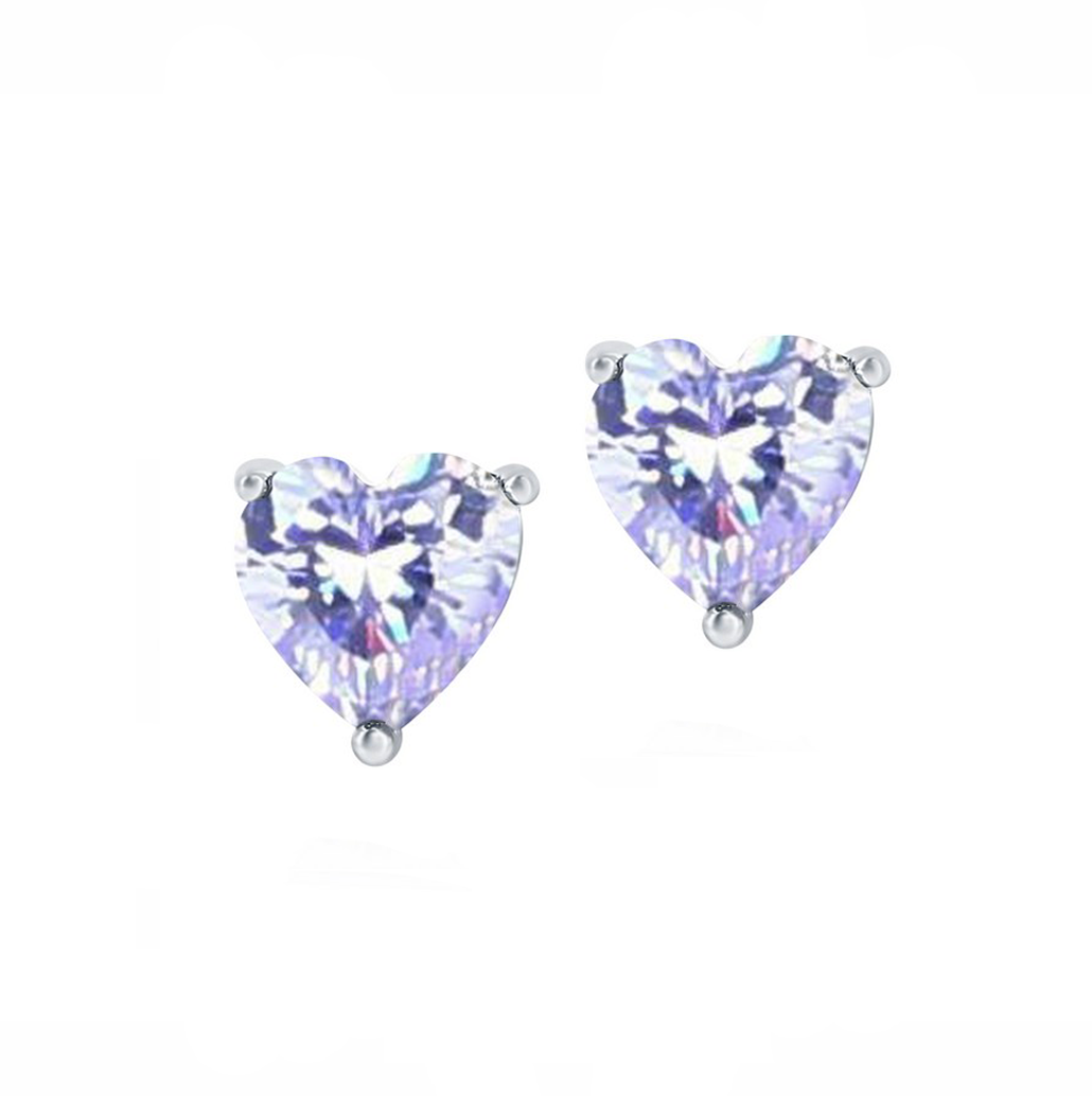 Birthstone Heart Stud Earrings (Available in 12 Colors)