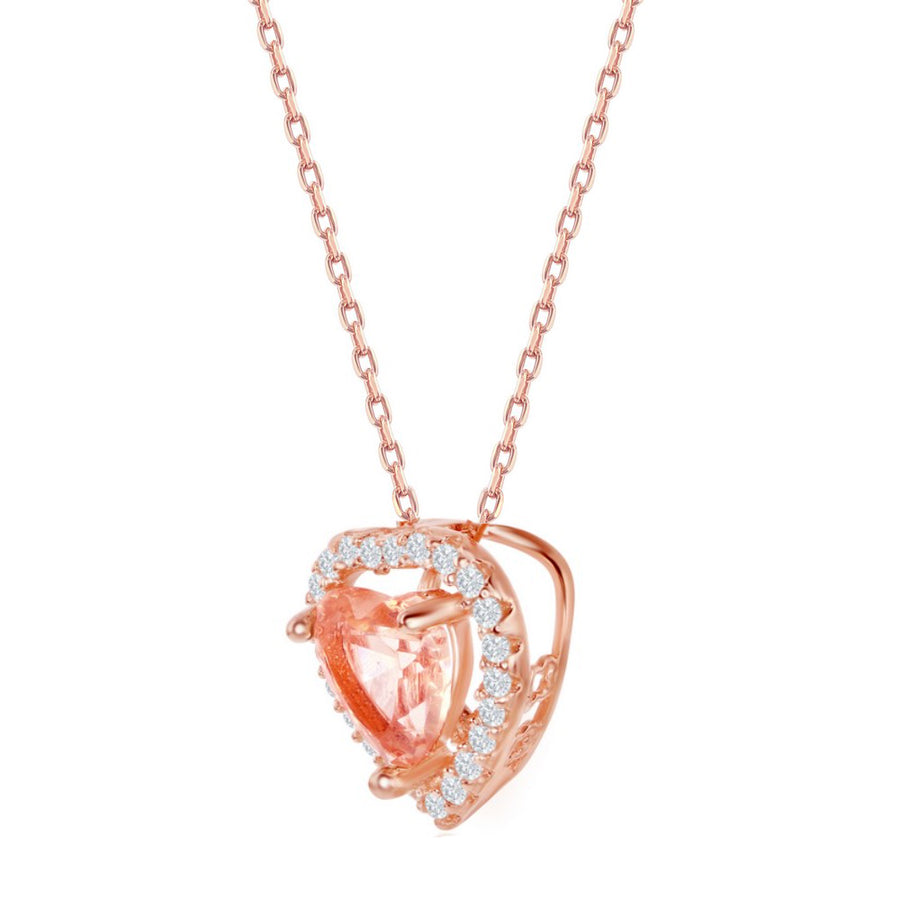 Morganite Heart Halo Necklace