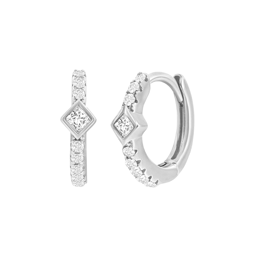 Diamond-Shaped Sparkle Huggie Earrings