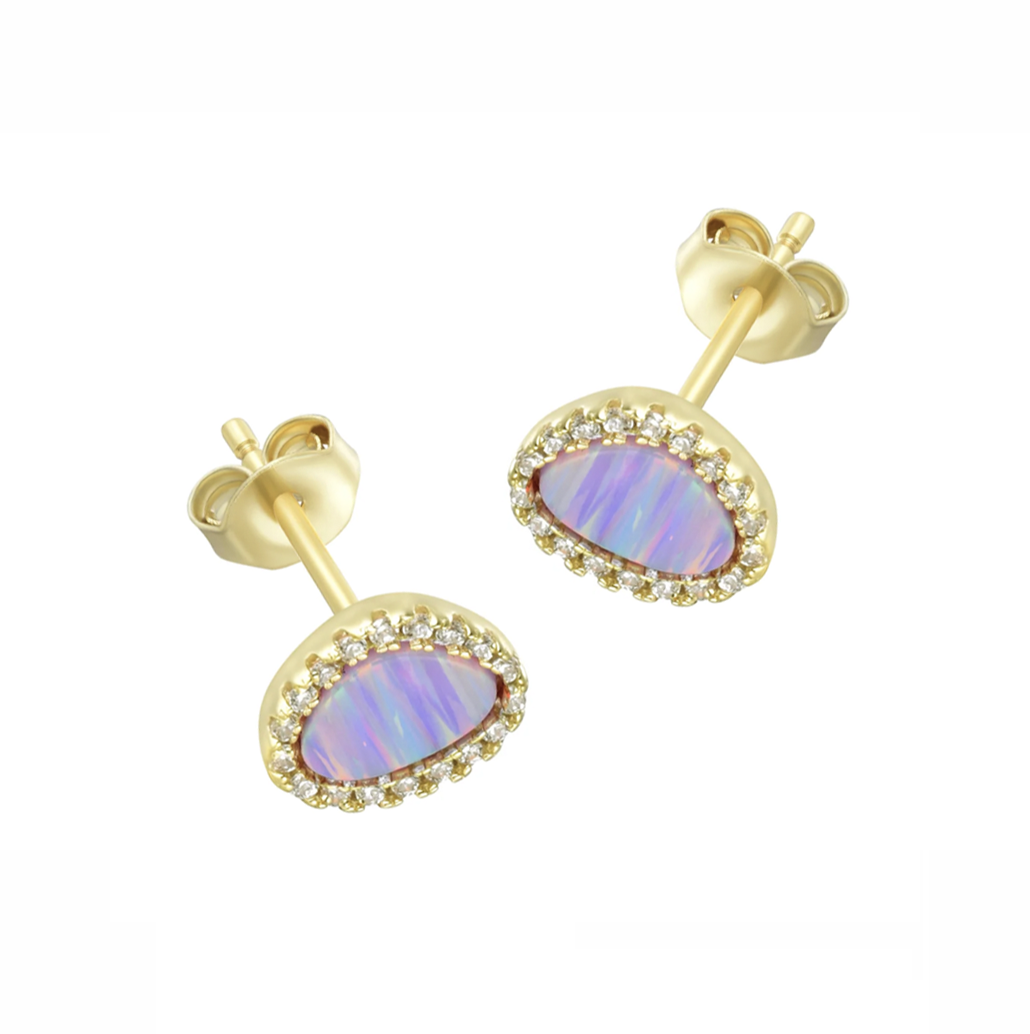Opal Pebble Stud Earrings (Available in 10 Colors)