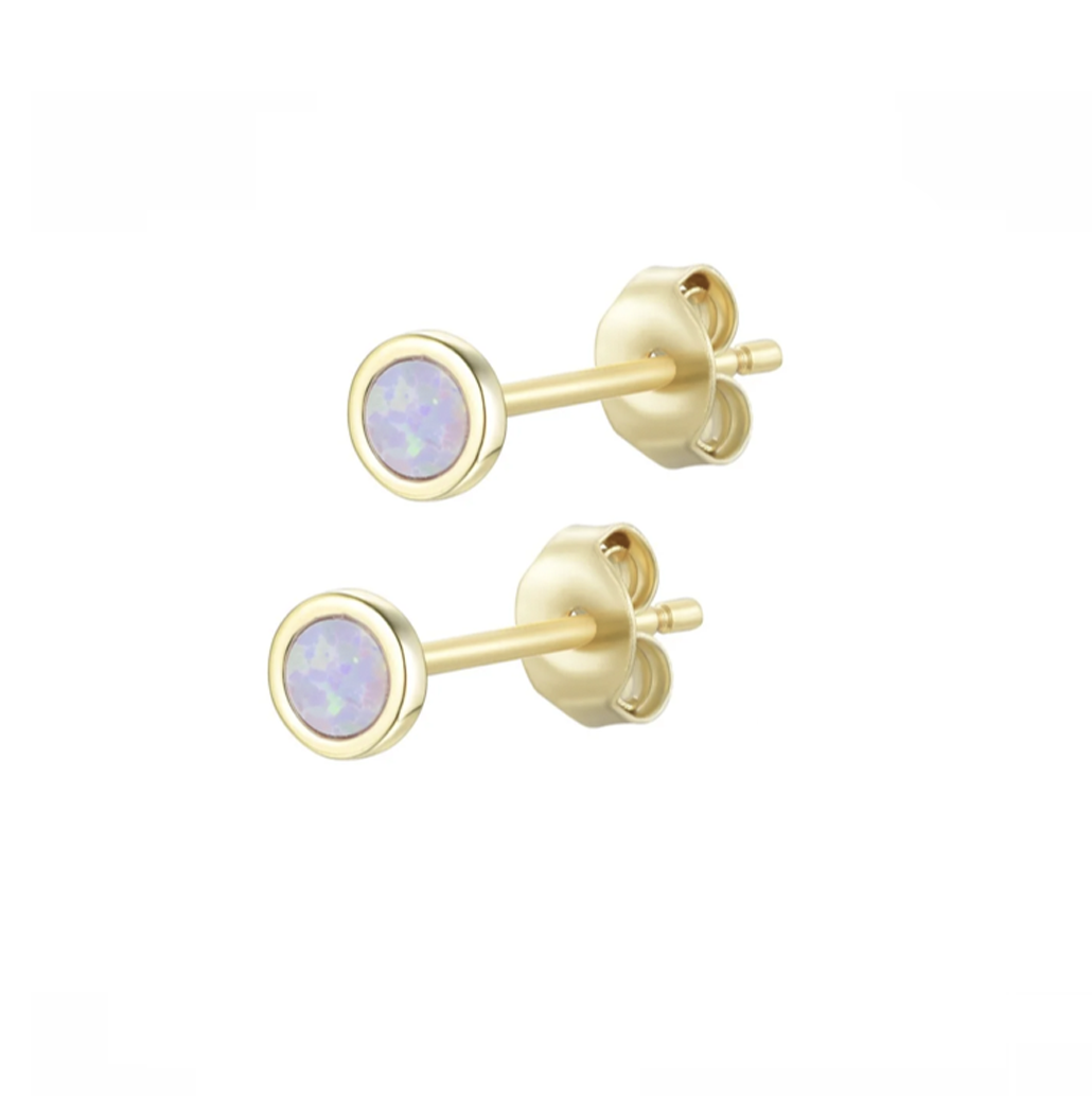 Opal Round Stud Earrings (Available in 7 Colors)