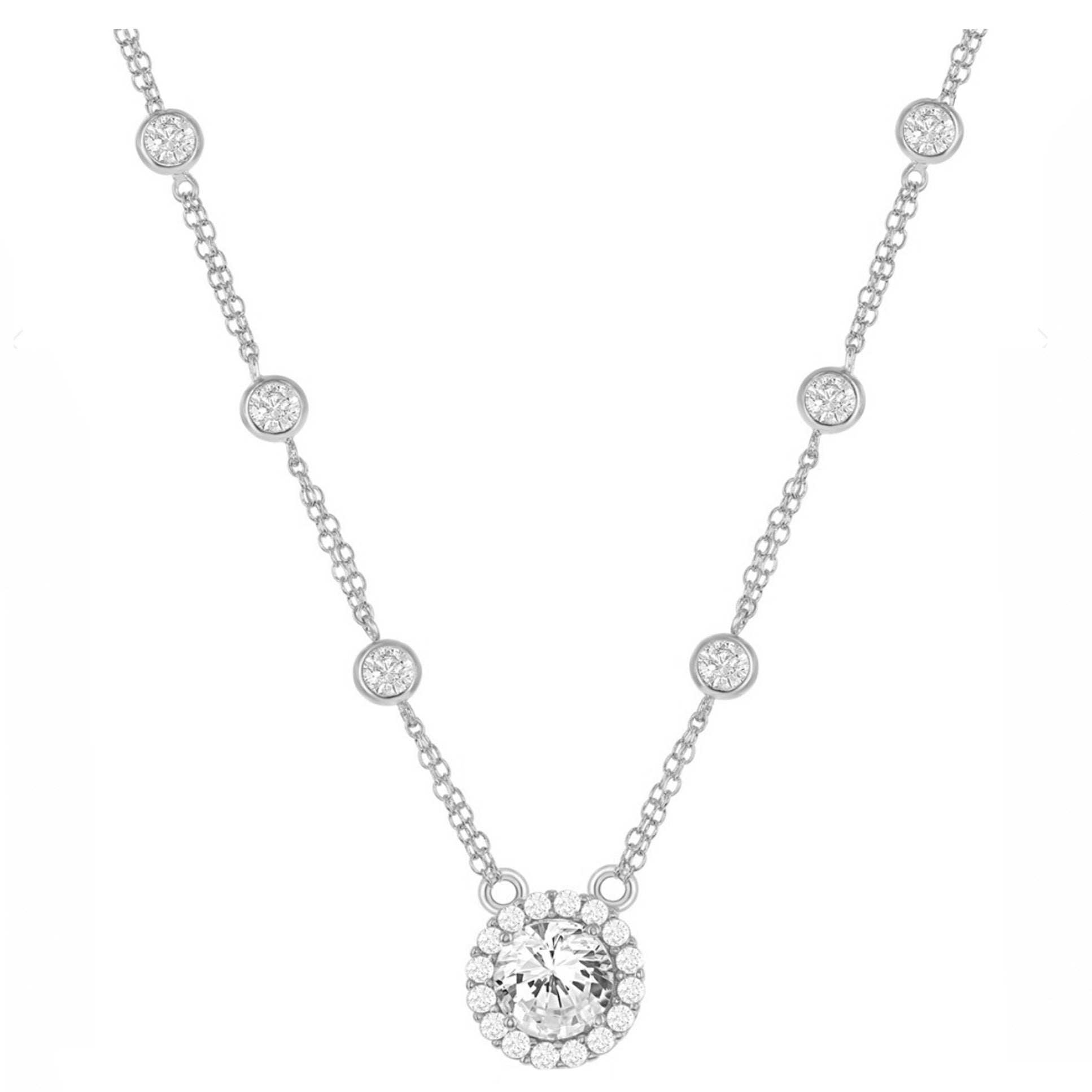 Round Halo CZ By The Yard Necklace