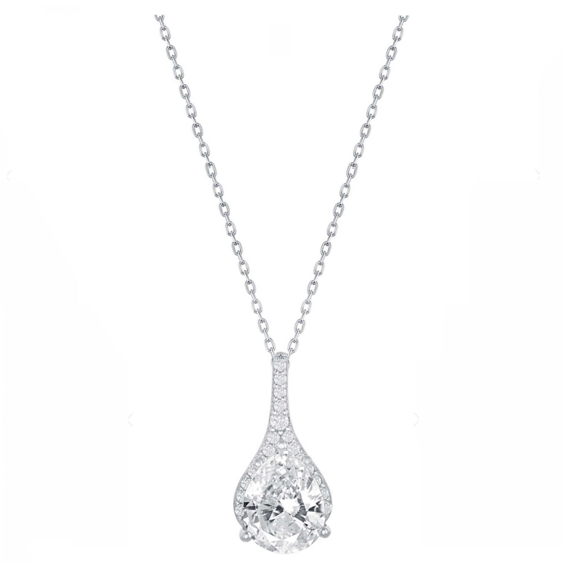 Pear-Shaped Pave Drop Necklace