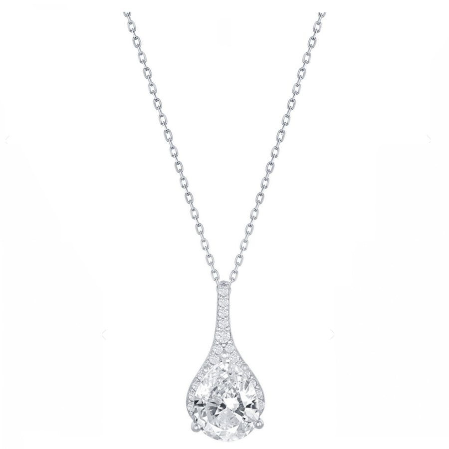 Pear-Shaped Pave Drop Necklace