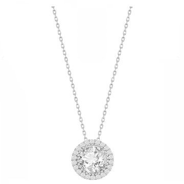 Round Halo Drop Necklace