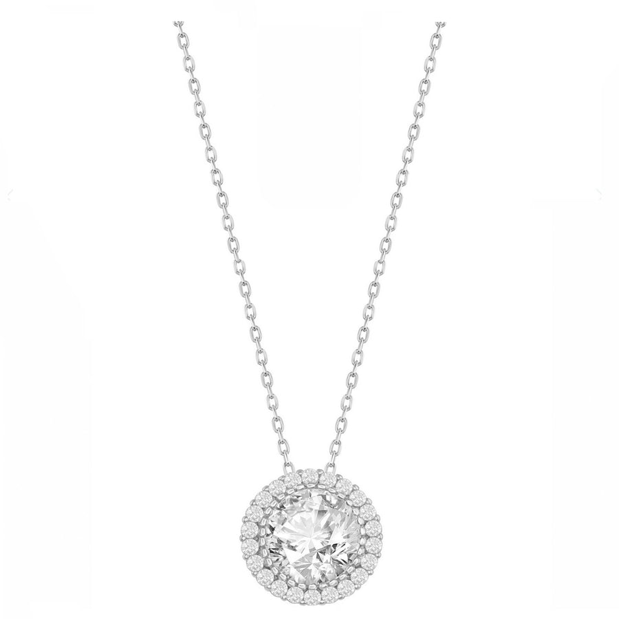 Round Halo Drop Necklace