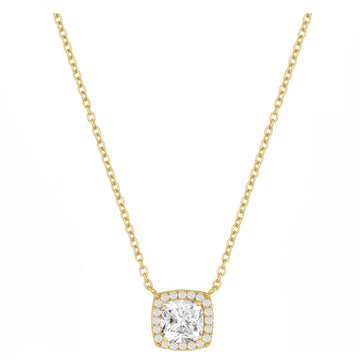 Cushion Halo Drop Necklace