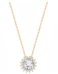 Round Halo Starburst Drop Necklace