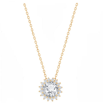 Round Halo Starburst Drop Necklace