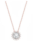 Round Halo Starburst Drop Necklace