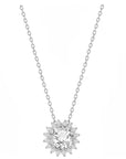 Round Halo Starburst Drop Necklace