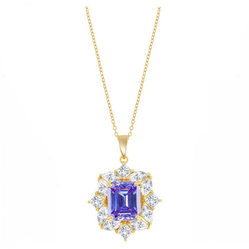 Asscher Lavender Sparkle Drop Necklace