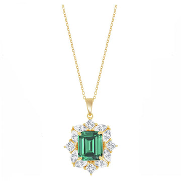 Asscher Emerald Sparkle Drop Necklace
