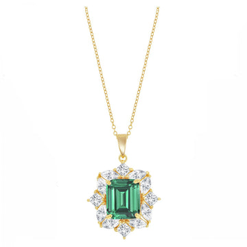 Asscher Emerald Sparkle Drop Necklace