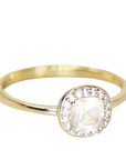 Mini Gold Moonstone Halo Ring