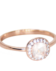 Mini Rose Quartz Halo Ring