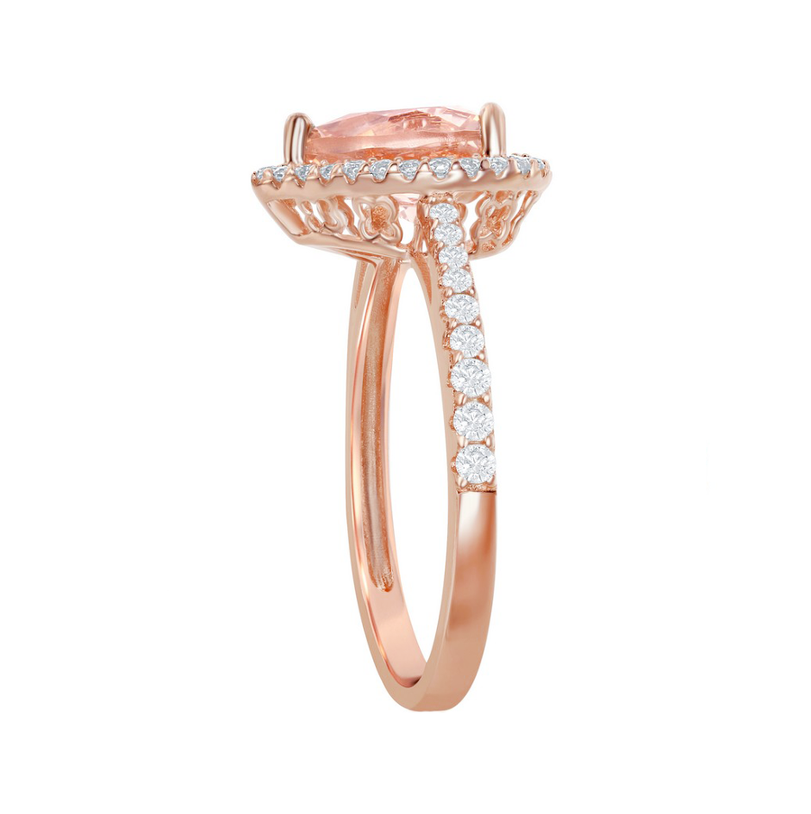Morganite Heart Halo Ring