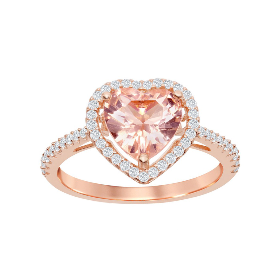 Morganite Heart Halo Ring
