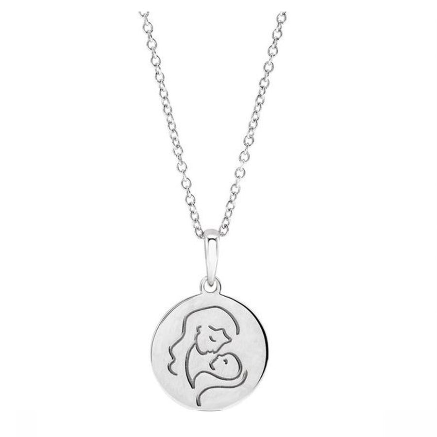 Abstract Mother and Child Disc Necklace