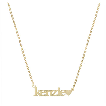 Personalized Horizontal Name Necklace with Heart