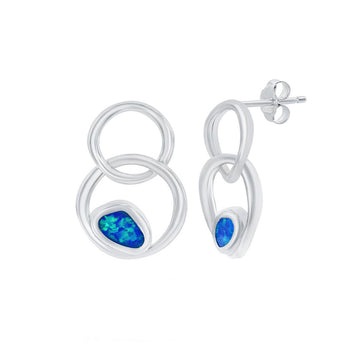 Double Circle Opal Accent Earrings (Available in 2 Colors)