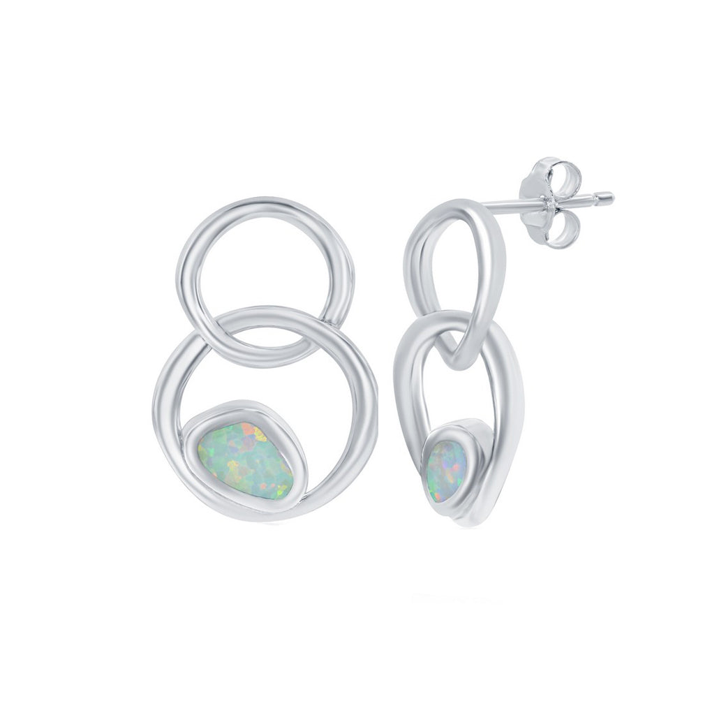 Double Circle Opal Accent Earrings (Available in 2 Colors)
