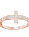 Opal Cross Sparkle Ring