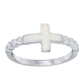 Opal Cross Sparkle Ring