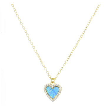Opal Heart Necklace (Available in 3 Colors)