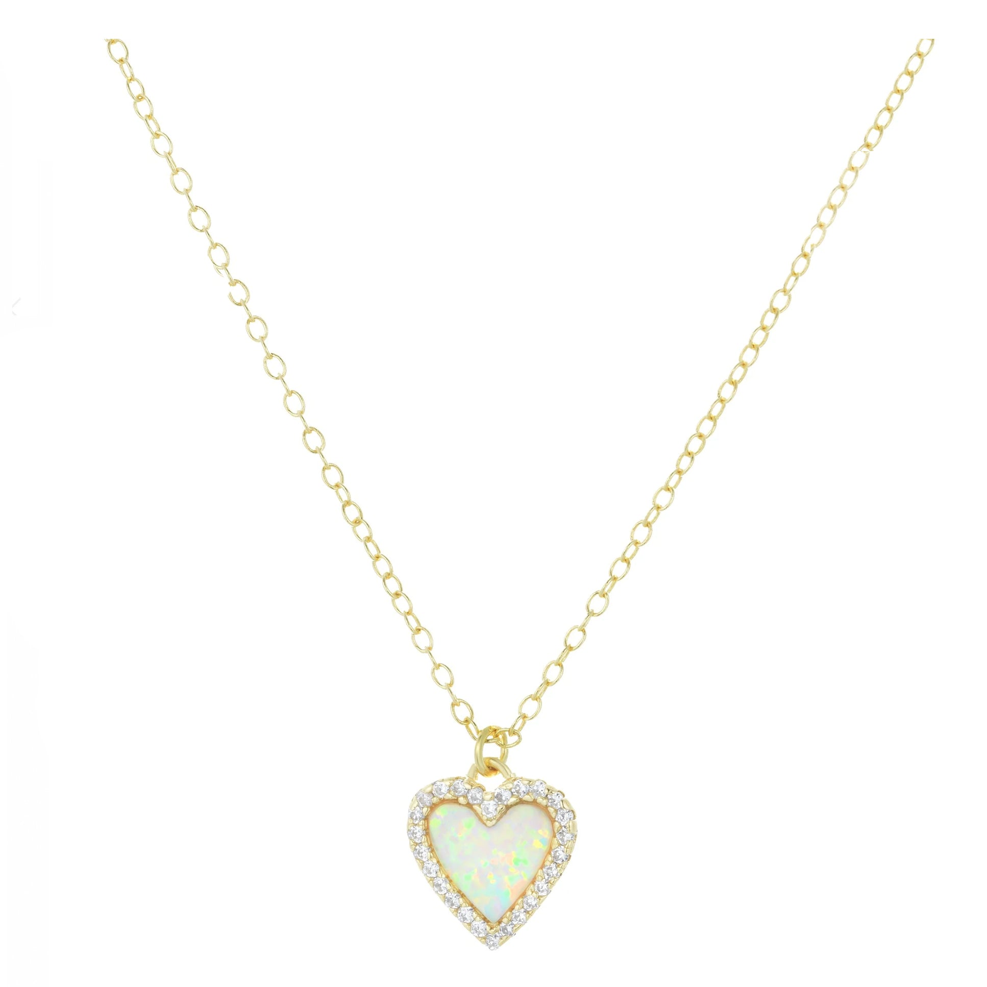 Opal Heart Necklace (Available in 3 Colors)