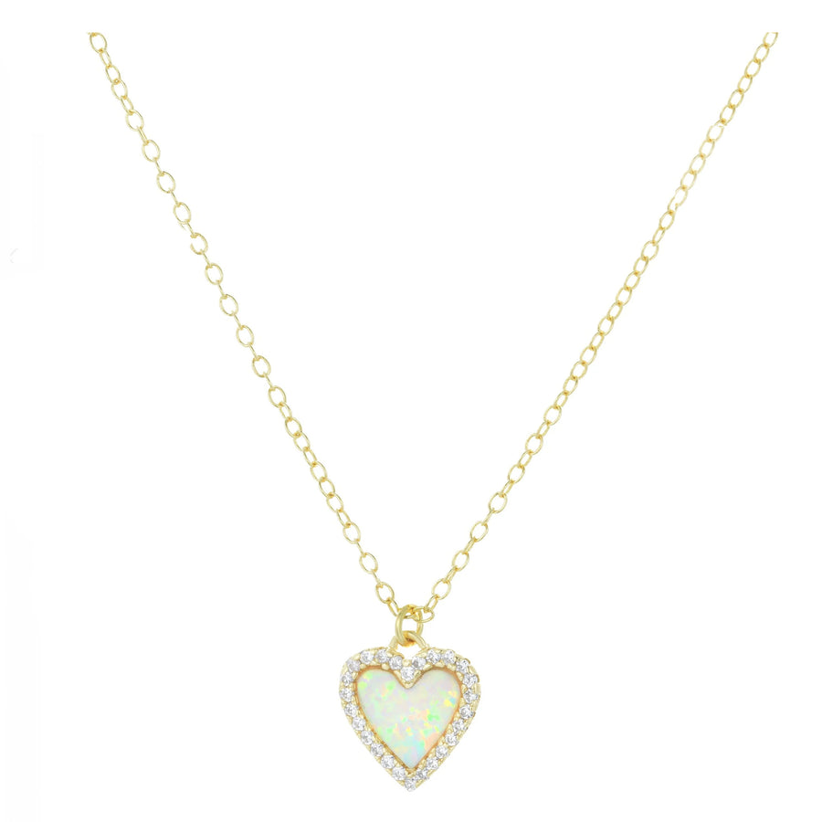Opal Heart Necklace (Available in 3 Colors)