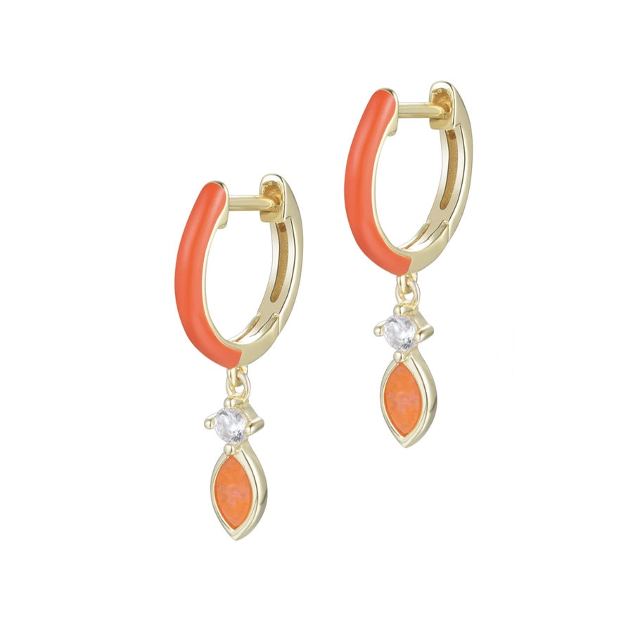 Enamel Opal Huggies Earrings (Available in 4 Colors)