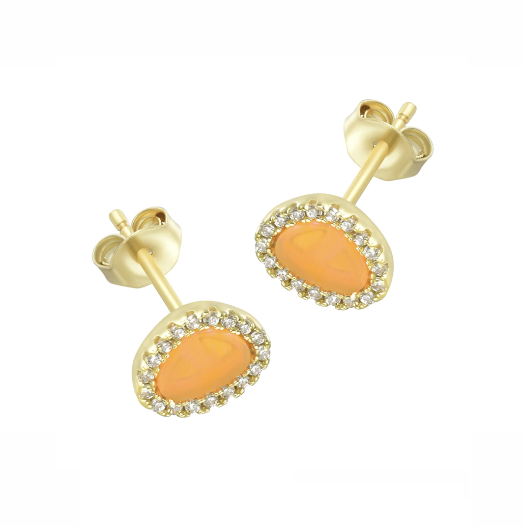 Opal Pebble Stud Earrings (Available in 10 Colors)