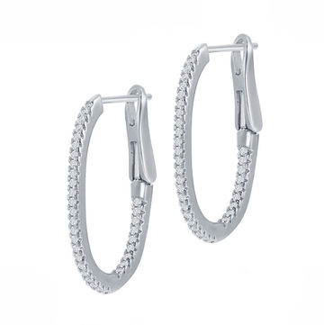 Oval Sparkle Hoops Earrings