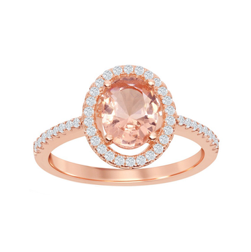 Morganite Oval Halo Ring
