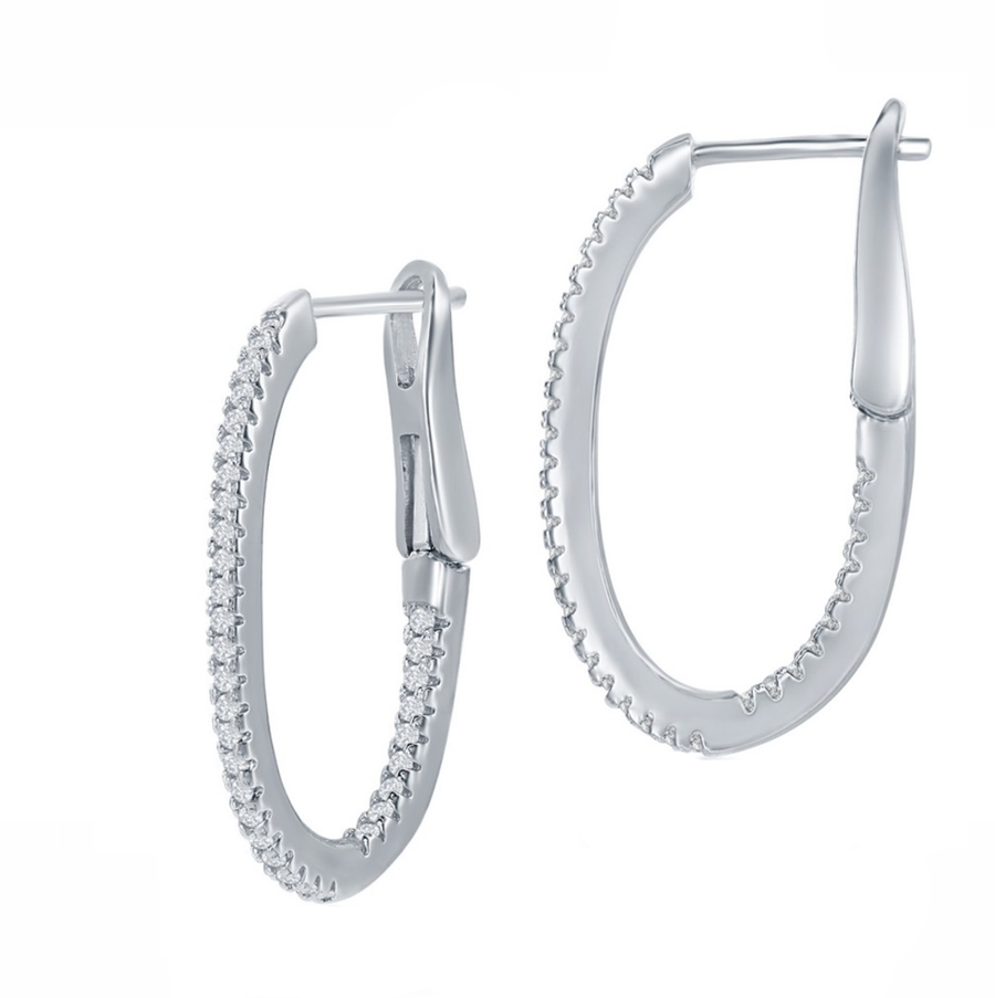 Oval Sparkle Hoops Earrings