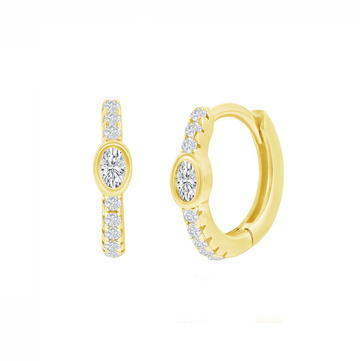 Oval Sparkle Huggie Earrings
